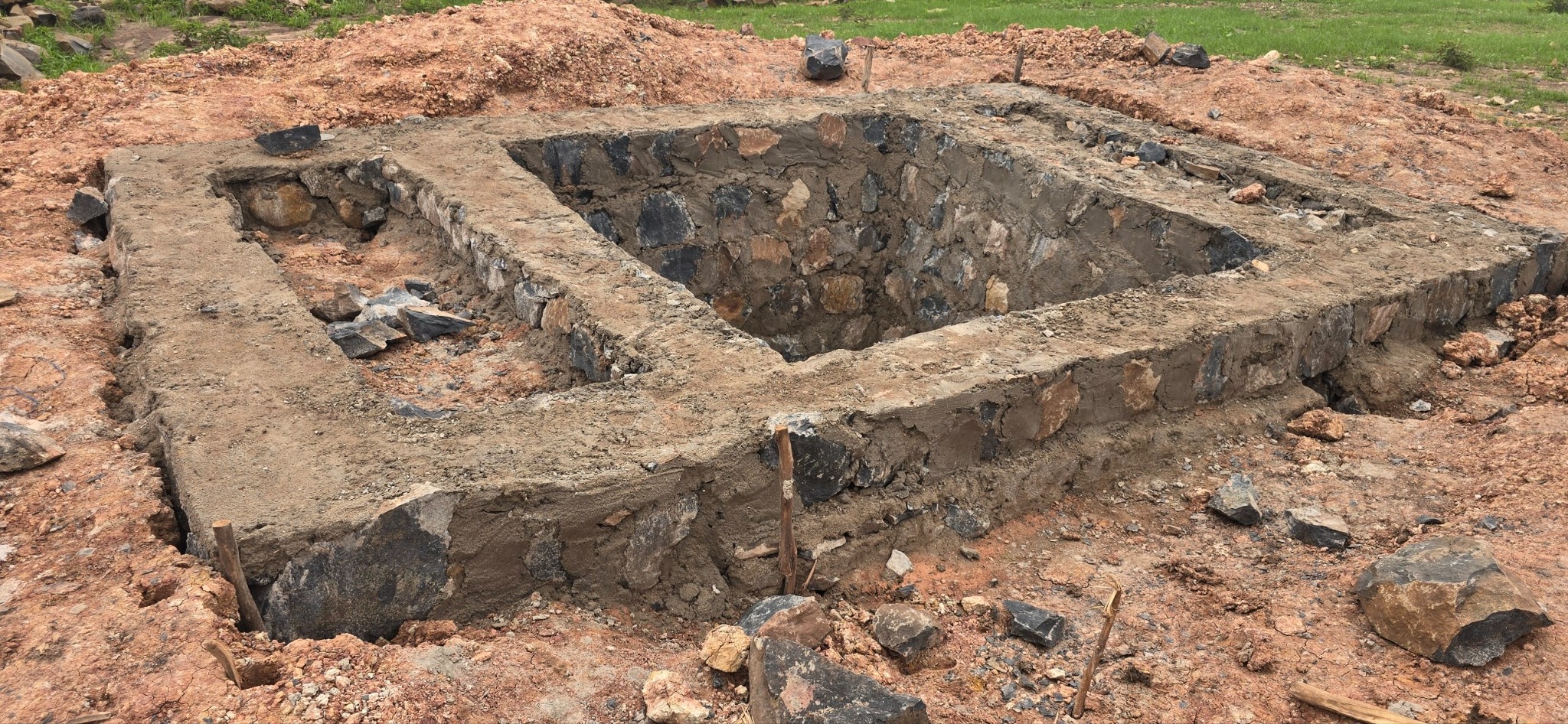 Mai Misham Primary School construction progress photo - Foundation masonry